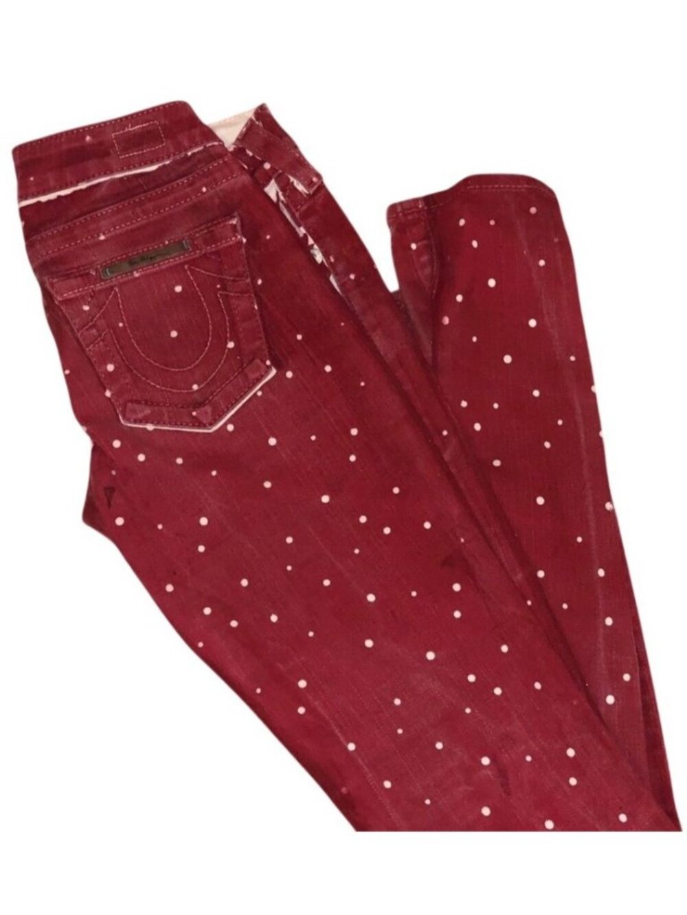 True Religion Maroon Red Embellished Jeans Vintage - Picture 7 of 14